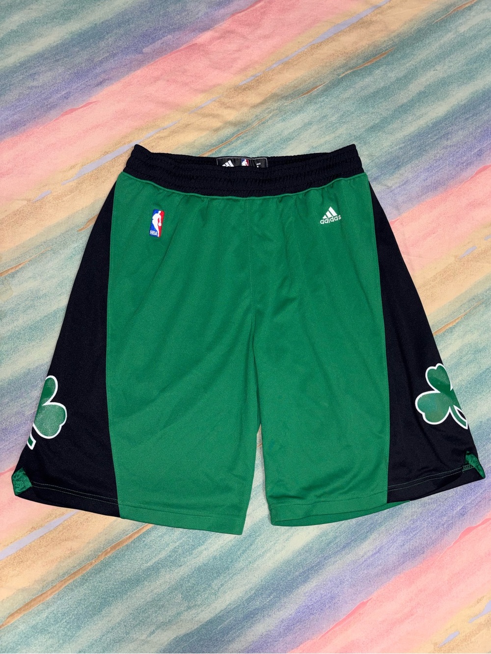 Boston Celtics Shorts Mens L Green Black NBA Basketball Adidas Shamrock